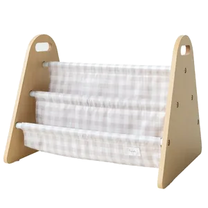 3 Sprouts Dubbelsidig Bokhylla, Gingham Beige
