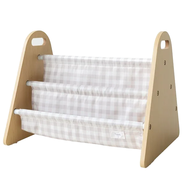 3 Sprouts Dubbelsidig Bokhylla, Gingham Beige
